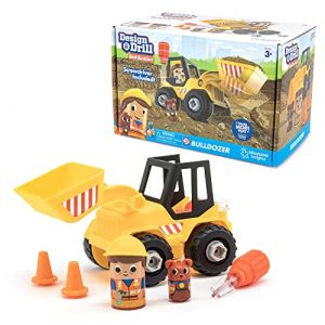 Learning Resources Bulldozer Design & Drill Bolt Buddies, jouet &agrave; d&eacute;monter avec tournevis &eacute;lectrique, jouets STEM pr&eacute;scolaires, gar&ccedil;ons et filles, &agrave; partir de 3 ans
