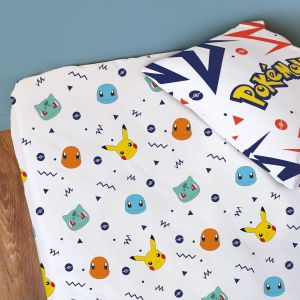 Cti Drap-Housse imprimé 100% Coton, Pokemon Pika 90x190 cm