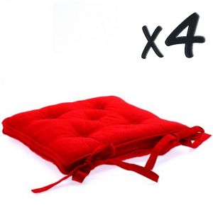 Pegane Lot de 4 galettes chaise 5 boutons bordeaux, P40 x L40 cm