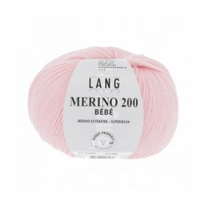 Pelote de laine &agrave; tricoter pour layette MERINO 200 BEBE - Lang Yarns(...) - 309 Rose