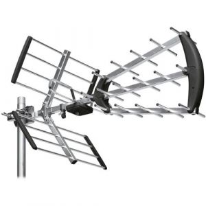 Mé Antenne d'Extérieur Trinappe UHF 20 dB à fiche F - 460 - 790 MHz, Canaux 21/60, Idéale pour les combles