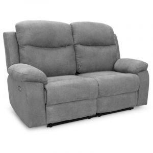 Loungitude Canap&eacute; de relaxation &eacute;lectrique 2 places en tissu BONA - Gris clair