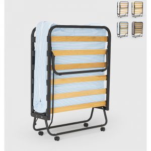 LLB LIVING LIFE BED Lit pliant en microfibre avec matelas et lattes 80x190cm Demetra, Couleur: Turquoise