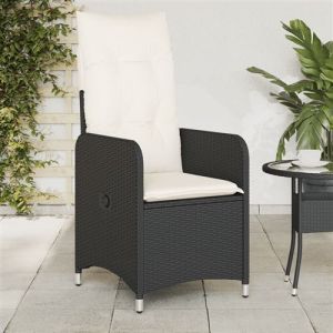 VidaXL Tuinstoel verstelbaar met kussens poly rattan zwart365680
