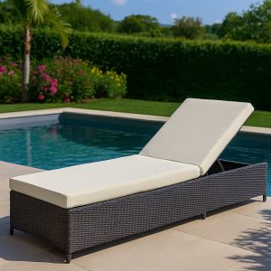 Bain de soleil détente Fury BOBOCHIC - résine tressée & polyester - gris foncé & beige
