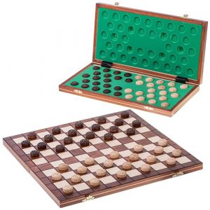Square - Jeux Dames en Bois - Damier 100 Cases - 40 x 40cm