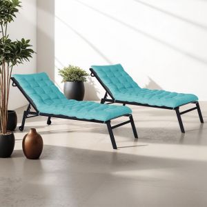 Idmarket Lot de 2 coussins universels de transat ADAM 180 cm bleu canard