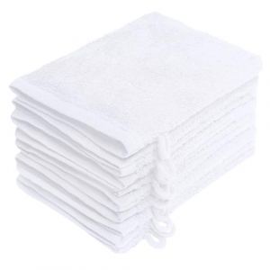 NatureMark Gants de Toilette, Wei&szlig;, Lot de 10