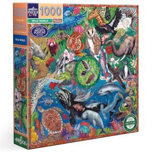 Eeboo Puzzle 1000 Pièces Wild World - Puzzle Adulte 1000 Pièces en Carton - Dimensions 58.5 cm x 58.5 cm