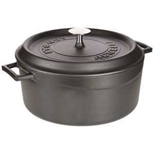 Tom press Pentole Agnelli COGHSRP10424M Casserole avec poignées et Couvercle, Fonte, Noir Mat, 4,5 L