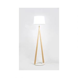 Aluminor Lampadaire LED Zazou - puissance 40W - culot E27 - pied hêtre - socle et abat-jour blancs