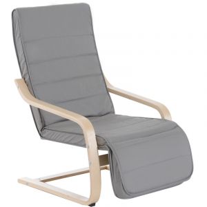 Image de Homcom Fauteuil luxe confort et relaxation avec repose-pied réglable déhoussable 81 x 67 x 100 cm bois massif gris neuf 32GY