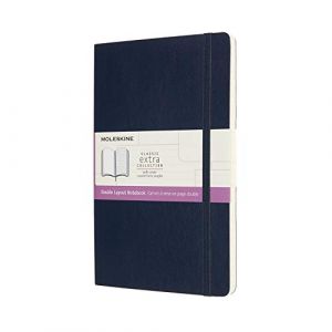 Moleskine Classic Notebook, Pages Blanches et Lignées, Couverture Souple et Fermeture Elastique, Grand Format 13x21 cm, Couleur Bleu Saphir, 192 Pages