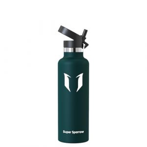 Super Sparrow Gourde Isotherme - 18/10 Ultra Léger Bouteille Isotherme - 750ml - Gourde INOX Bouche Standard - Gourde Enfant sans BPA, pour Sport, Voyages, L'école, Bureau, Maison