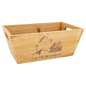 Aubry Gaspard Corbeille en bois rectangulaire "La vie de chalet