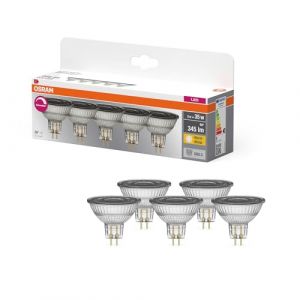 Osram Ampoule LED Spot Base MR16 5W 827, 2700K blanc chaud, GU5.3, 36°, 345 lm, basse tension, sans mercure
