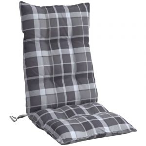 VidaXL Lot de 4 Coussins de Chaise &agrave; Dossier Haut, Galette de Si&egrave;ge Imperm&eacute;able, Coussin d'Ext&eacute;rieur Anti-glissement Jardin Terrasse, Motif Carreaux Gris