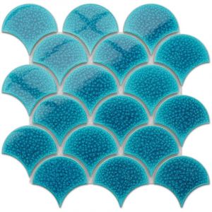 Ilcom - Mosa&iuml;que en c&eacute;ramique sur maille pour salle de bain ou cuisine 29cm x 28.5cm - Adriatic Wave