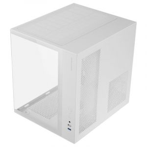 Mars Gaming Boîtier de jeu MCV-ONE ATX avec double ventilateur arrière en verre trempé FRGB 12 cm, blanc