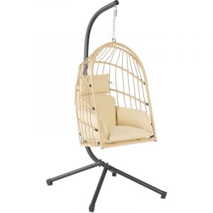 Image de Fauteuil hamac avec ch&acirc;ssis Cr&egrave;me Si&egrave;ge ergonomique avec coussins et rembourrage de si&egrave;ge inclus - Hinhocker