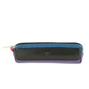 Dudu Trousse Porte-stylos en Cuir multicolore Porte-crayons avec fermeture éclair pour le Bureau et l'Ecole Noir