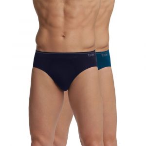 DIM Basic Lot de 2 Slips sans Coutures en Coton Underwear, Lilas-Vert, M Homme