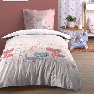 Housse de couette et une taie coton (140 cm) Zoeline Rose