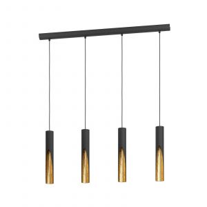 Eglo Suspension LED Barbotto en noir/doré, à 4 lampes