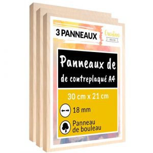 Creative Deco 3 x A4 Contreplaqué Bouleau 18mm 300 x 210 x 18mm Panneau Pyrogravure