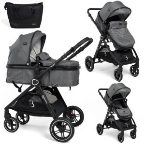 Image de Lorelli Bebelissimo - Poussette transformable - combin&eacute;e - convertible - 2 en 1 -poids 0-22kg - Nicea - gris