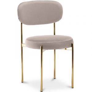 Chaise de salle à manger - Revêtue de Velours - Dahe Crème - Velours, Métal - Crème