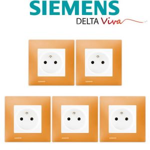 Siemens LOT 5 Prise 2P+T Blanc Delta Viva + Plaque Orange