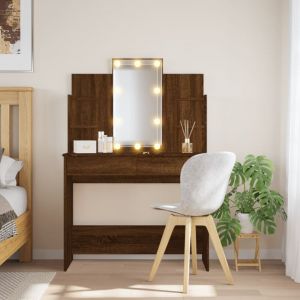 Image de VidaXL Furniture Limited - Coiffeuse avec lumi&egrave;res led ch&ecirc;ne marron