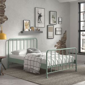 Vipack Furniture Lit 140x200 cm avec sommier en métal vert d'eau - bergen