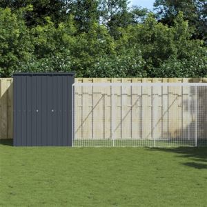 VidaXL Poulailler avec cour anthracite 165x659x181 cm acier galvanisé