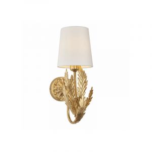Lampe avec abat jour Delphine Acier,tissu Feuille d'or,tissu de coton ivoire 1 ampoule 36cm
