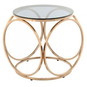 Prix Table d'Ap Design Whitney 52cm Gris & Or Rose