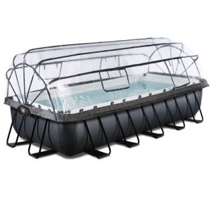 Exit Toys Piscine Black Leather 540x250x100cm avec pompe filtrante à sable et dôme - noir