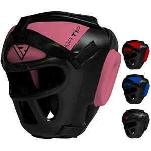 Casque De Boxe MMA Grille Protection Tête Muay Thai Entraînement Arts Martiaux, Rouge/Noir, X Large