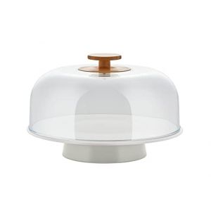 Alessi Plat à gâteau Mattina / Porcelaine & cloche en PMMA gris en matière plastique