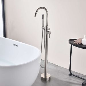 Mitigeur bain douche mécanique sur pied nickel brossé Inox S304 série ALPHA