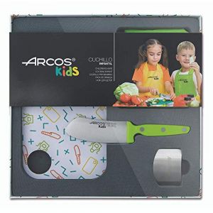 Image de Arcos Kids - Ensemble de Cuisine pour Enfants (Couteau pour Enfants + Tablier + Planche à découper + protège-Doigts) - Couleur Vert