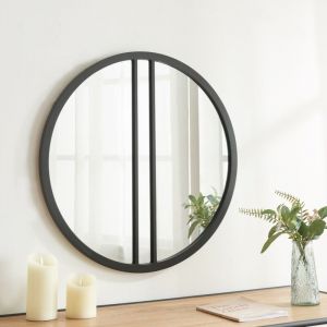 [en.casa] - Miroir mural Suomussalmi mdf diamètre 60 cm noir