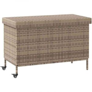 VidaXL Bo&icirc;te de rangement de jardin et roues gris r&eacute;sine tress&eacute;e