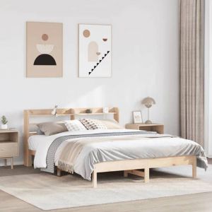 VidaXL Cadre de lit avec t&ecirc;te de lit 160x200 cm bois de pin massif, lit, meuble de chambre &agrave; coucher, lit en bois, lit 3306882