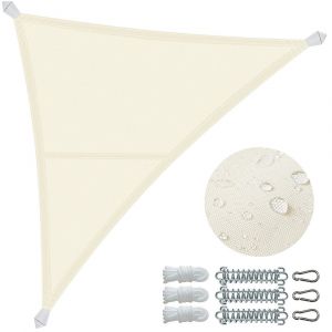 Voile d'ombrage Triangle en Polyester Imperméable avec Kit de Montage 3x3x3m Beige