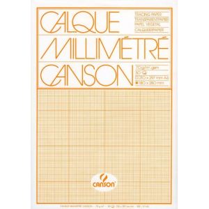 Canson Bloc de 50 feuilles papier millim&eacute;tr&eacute; A4 70/75 g/m2