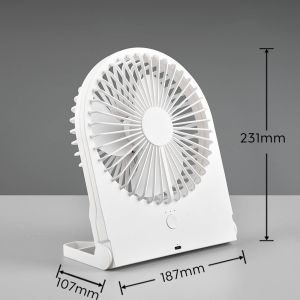 Reality Leuchten Reality Ventilateur de table Breezy R044-01, Plastique blanc mat, 2 Watt, À piles, USB-C, 3 niveaux