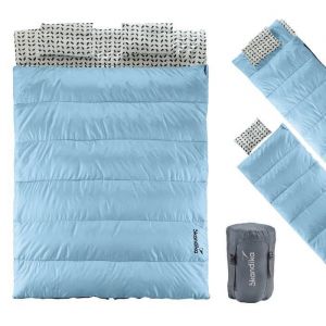 Skandika Sac de Couchage Rectangulaire Double Iceland - 2 Pers, 3 Saisons, coussins, séparable