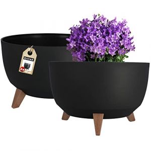 KADAX Couvercle de Pot de Fleurs Insert de Bol 40cm Noir 2 pcs